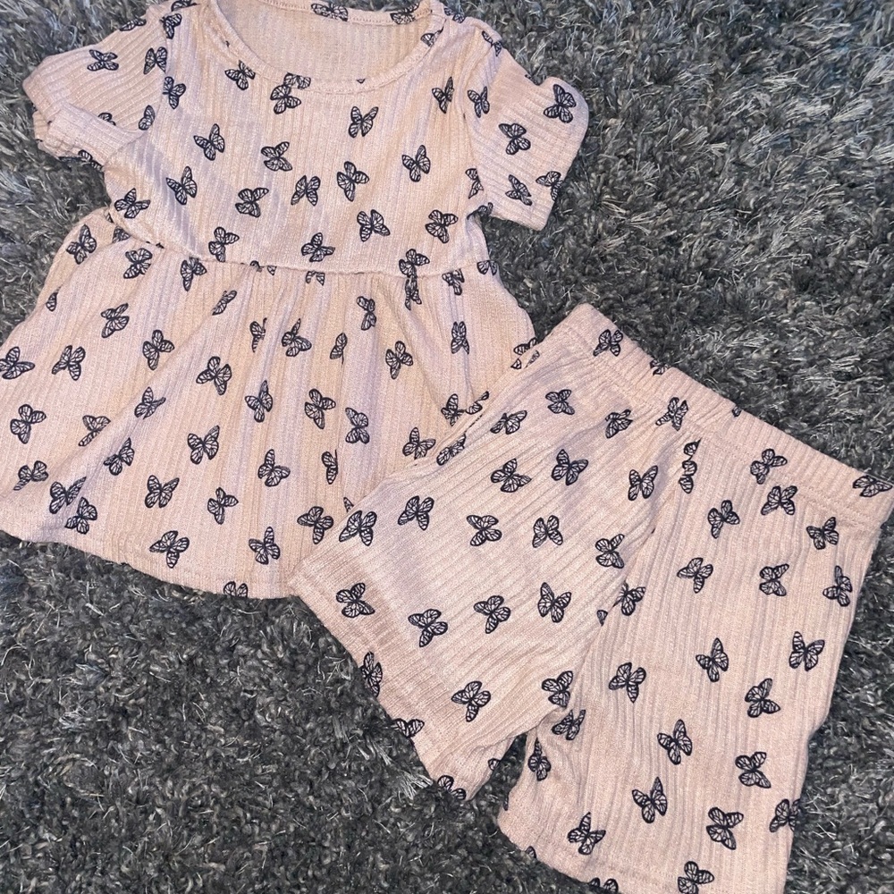 Butterfly Print Kids Matching Set